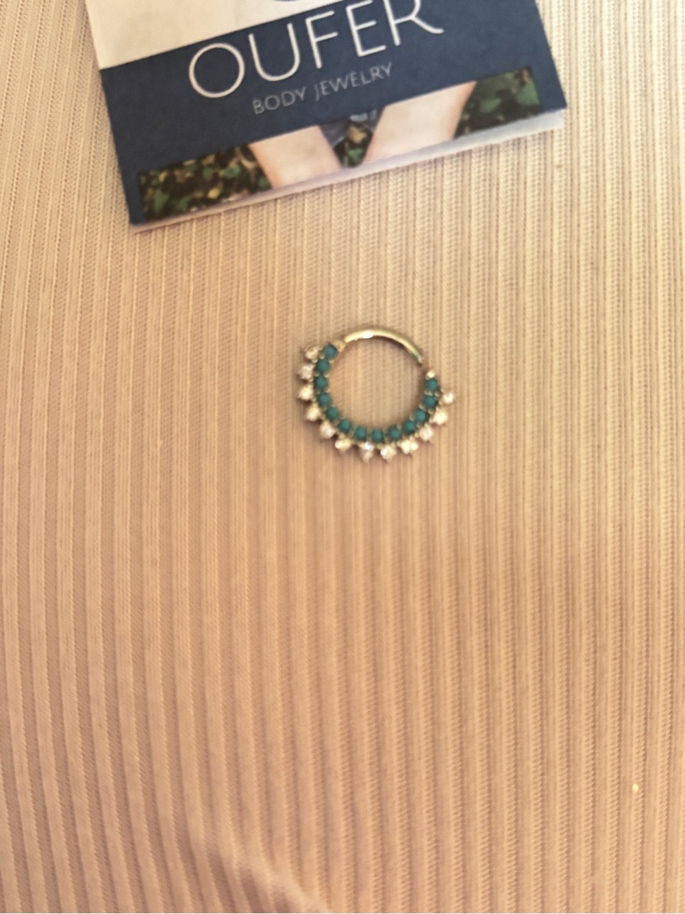 OUFER BODY JEWELRY ….Turquoise and Silver Beaded Hoop Earring